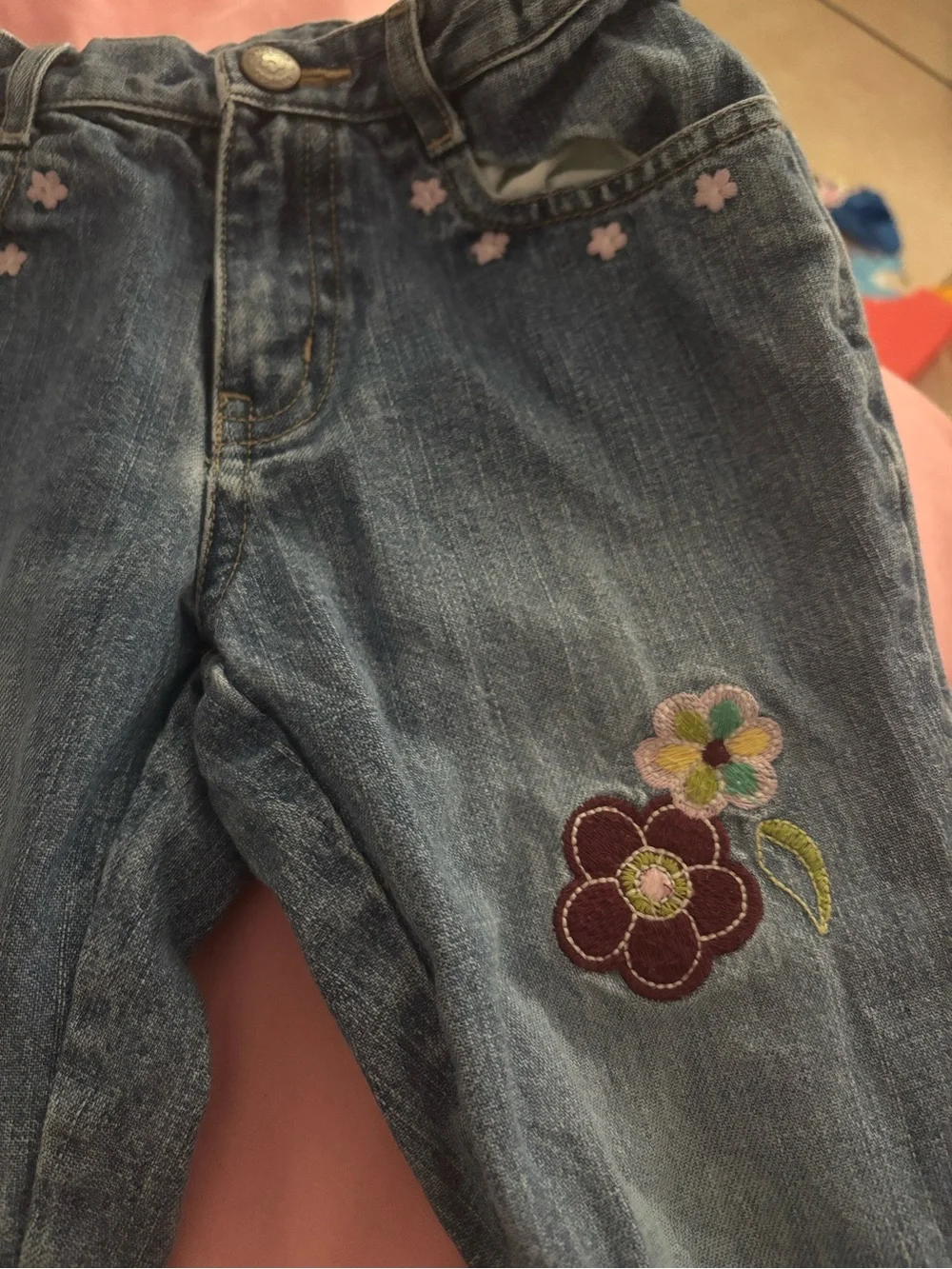 GAP Girls Straight Leg Jeans with Embroidered Toddler Vintage